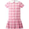 Check Dropped Waist Dress, Pink - Dresses - 1 - thumbnail