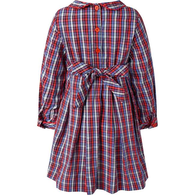 Check Pleated Dress, Red - Dresses - 2
