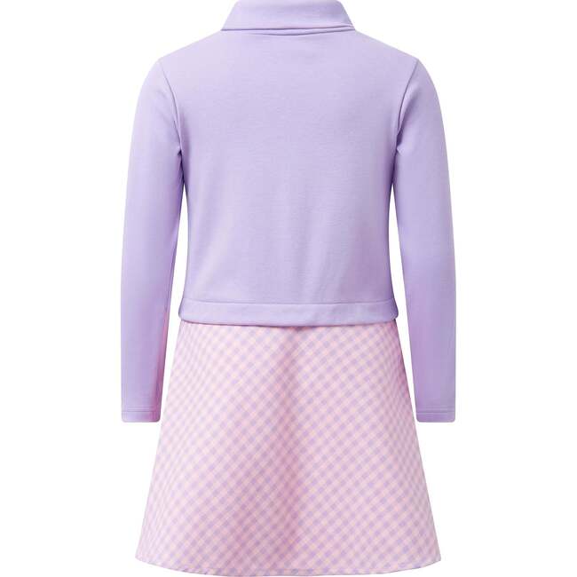 Check Turtle Neck Dress, Purple - Dresses - 2