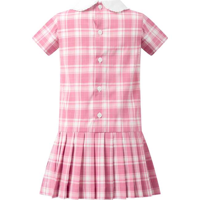 Check Dropped Waist Dress, Pink - Dresses - 2