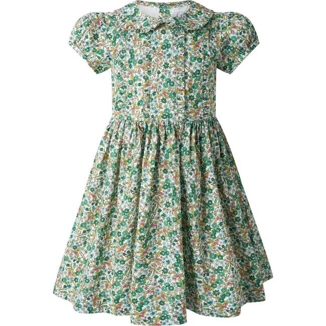 Botanical Frill Front Dress, Green