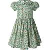 Botanical Frill Front Dress, Green - Dresses - 1 - thumbnail
