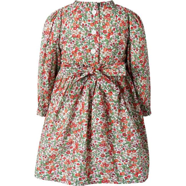 Botanical Ruched Dress, Red - Dresses - 2