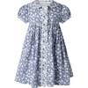 Floral Button Front Dress and Bloomers, Blue - Dresses - 1 - thumbnail