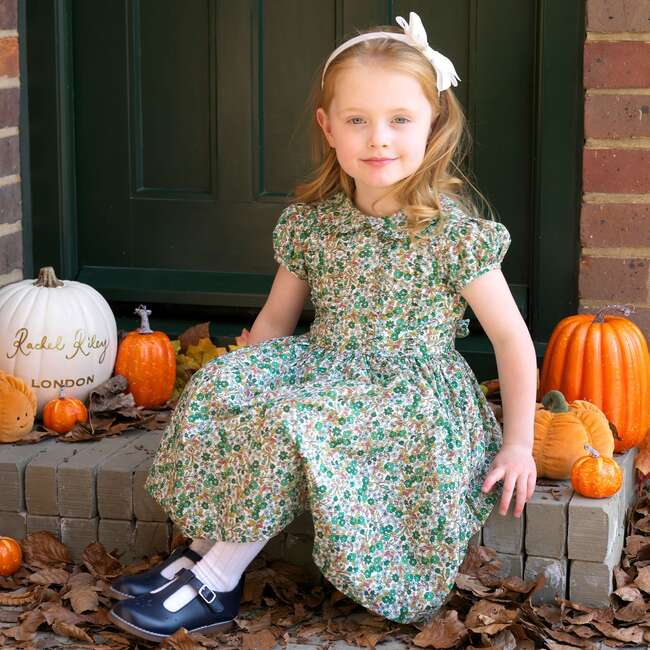 Botanical Frill Front Dress, Green - Dresses - 3