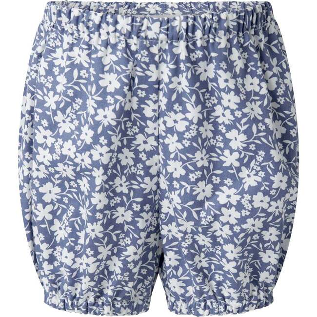 Floral Button Front Dress and Bloomers, Blue - Dresses - 3