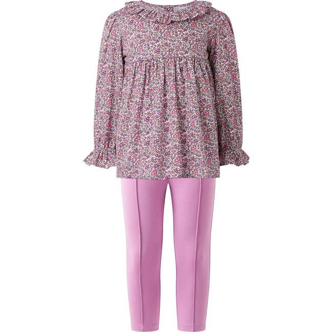 Floral Blouse and Legging Set, Purple