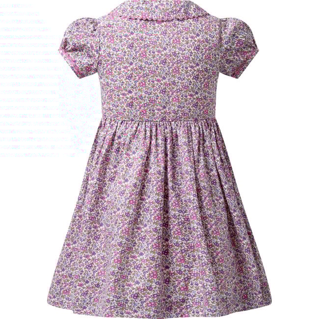 Floral Button Front Dress, Purple - Dresses - 2