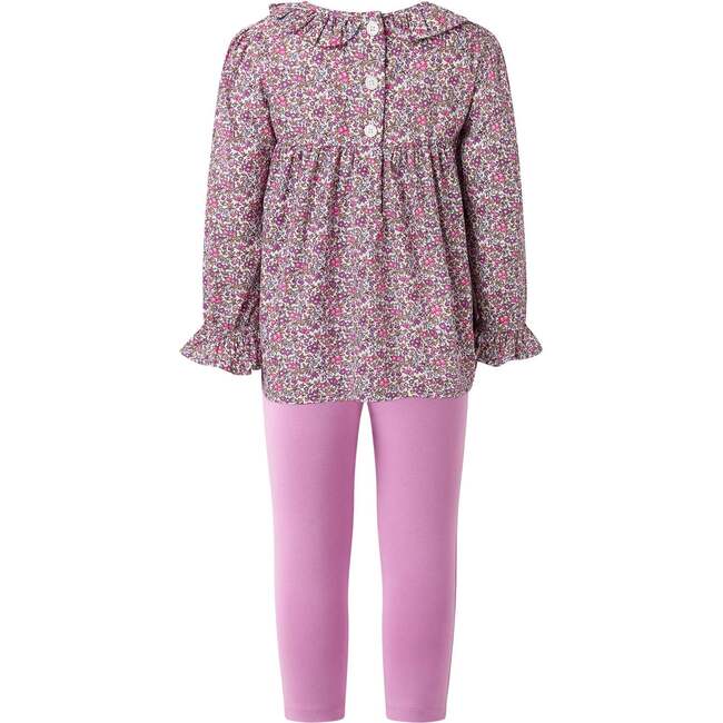 Floral Blouse and Legging Set, Purple - Mixed Apparel Set - 2