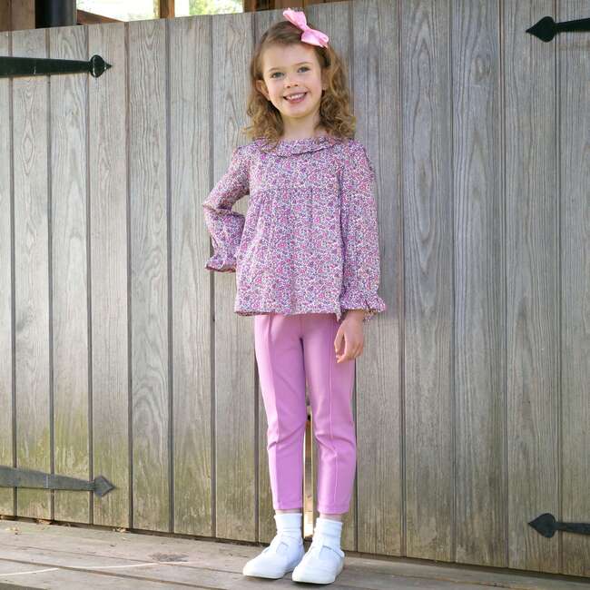 Floral Blouse and Legging Set, Purple - Mixed Apparel Set - 3