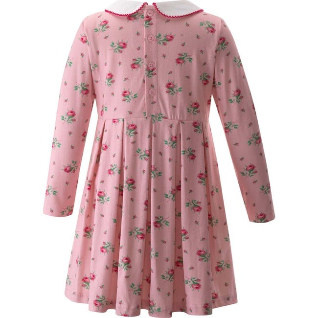 Rosebud Floral Peter Pan Collar Jersey Dress, Soft Pink & Ivory - Dresses - 2