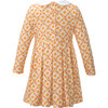Pumpkin Check Peter Pan Collar Long Sleeve Jersey Skirt Dress, Orange - Dresses - 2 - thumbnail