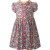 Peony Floral Print Short Puff Sleeve Button-Front Dress, Pink - Dresses - 1 - thumbnail