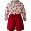 Nutcracker March Peter Pan Collar Long Sleeve Shirt & Short Set, Red - Mixed Apparel Set - 2 - thumbnail