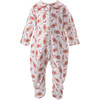 Gingerbread Trim Peter Pan Collar Snap Footie Babygro, Red - Onesies - 1 - thumbnail