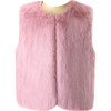 Girl's Faux Fur Gilet, Powder Pink - Faux Fur Coats - 1 - thumbnail