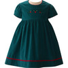 Baby Holly Embroidered Ric Rac Ribbon Trim Short Puff Sleeve Skirt Dress, Green - Dresses - 1 - thumbnail