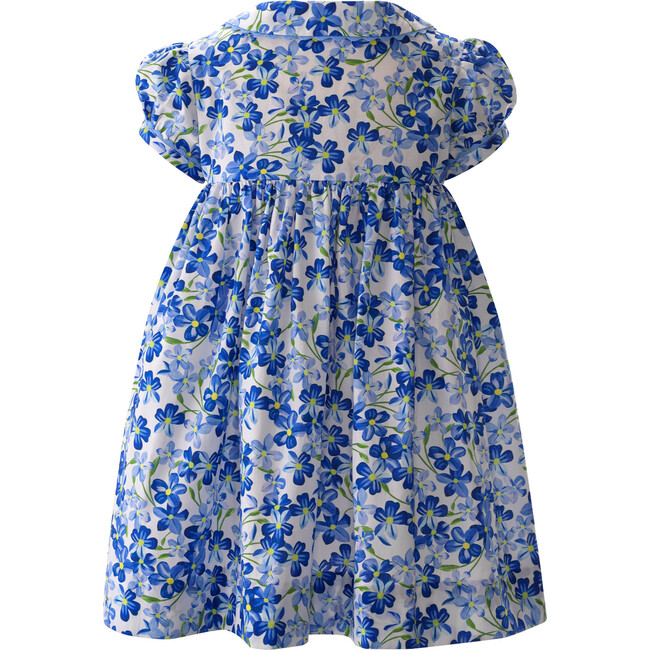 Periwinkle Print Peter Pan Puff Sleeve Button-Front Dress & Bloomers, Blue & Ivory - Dresses - 3