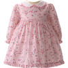 Baby Rosebud Scalloped Collar Long Elastic Sleeve Dress, Soft Powder Pink - Dresses - 1 - thumbnail