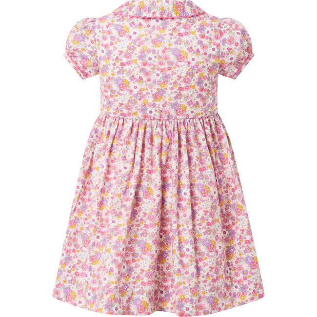 Candy Floral Print Short Puff Sleeve Button-Front Dress, Pastel Blue & Pink - Dresses - 2