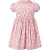 Candy Floral Print Short Puff Sleeve Button-Front Dress, Pastel Blue & Pink - Dresses - 2 - thumbnail
