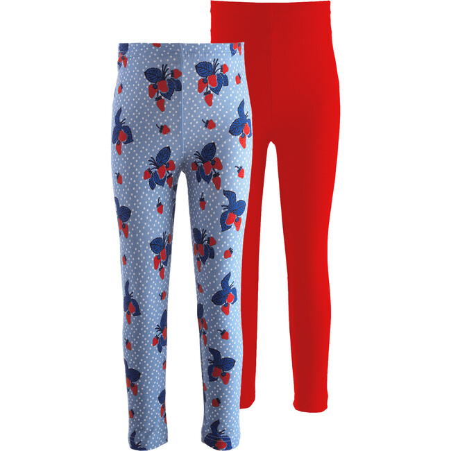 Strawberry Print Leggings, Multicolors (Pack Of 2) - Leggings - 1