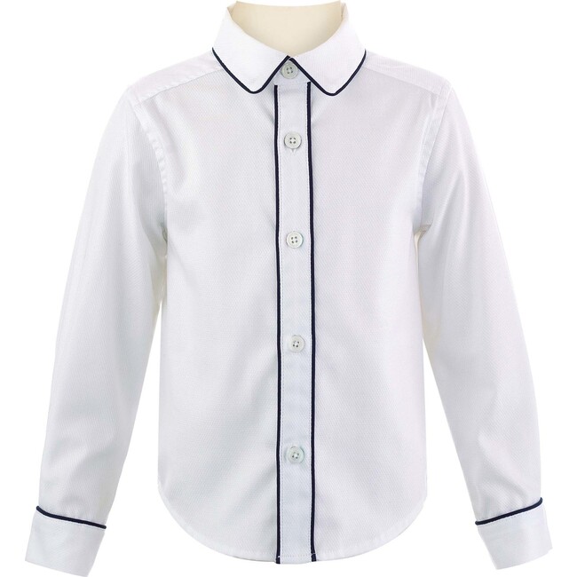 Formal Piped Pique Shirt, Navy