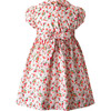 Floral Frill Front Peter Pan Collar Short Puff Sleeve Dress, Pink - Dresses - 2 - thumbnail