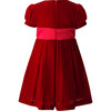 Crushed Velvet Bow Ribbon Tie Short Puff Sleeve Dress, Red - Dresses - 2