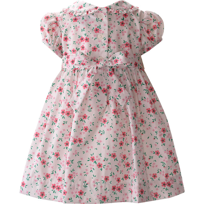 Floral Petal Short Puff Sleeve Smocked Dress & Bloomers, Pink - Dresses - 2