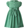 Check Frill Front Peter Pan Collar Short Puff Sleeve Dress, Green - Dresses - 2 - thumbnail