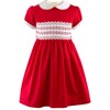 Classic Short Puff Sleeve Smocked Dress, Red - Dresses - 1 - thumbnail
