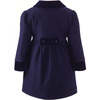 Velvet Trim Coat, Navy - Coats - 2