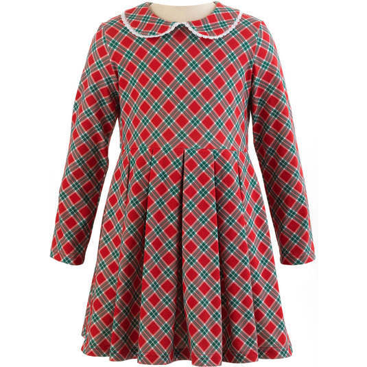 Tartan Jersey Dress, Red - Dresses - 1