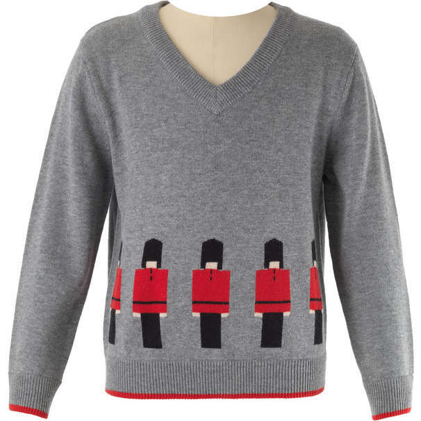 Soldier V-Neck Sweater, Grey