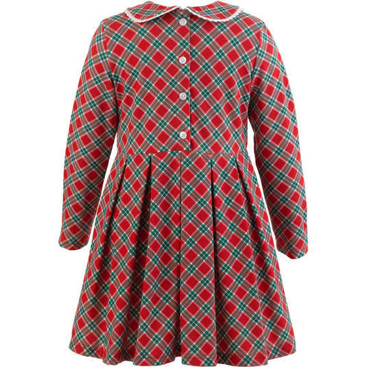 Tartan Jersey Dress, Red - Dresses - 2