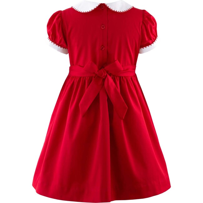 Classic Short Puff Sleeve Smocked Dress, Red - Dresses - 2