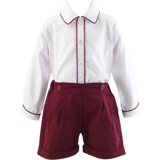 Cord Short and Shirt Set, Burgundy