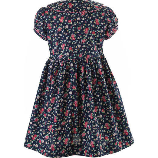 Floral Button-front Dress, Navy - Dresses - 2
