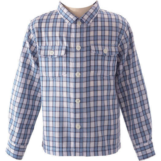 Check Flannel Tartan Shirt, Blue - Shirts - 1