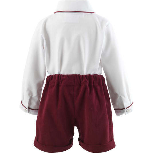 Cord Short and Shirt Set, Burgundy - Mixed Apparel Set - 2