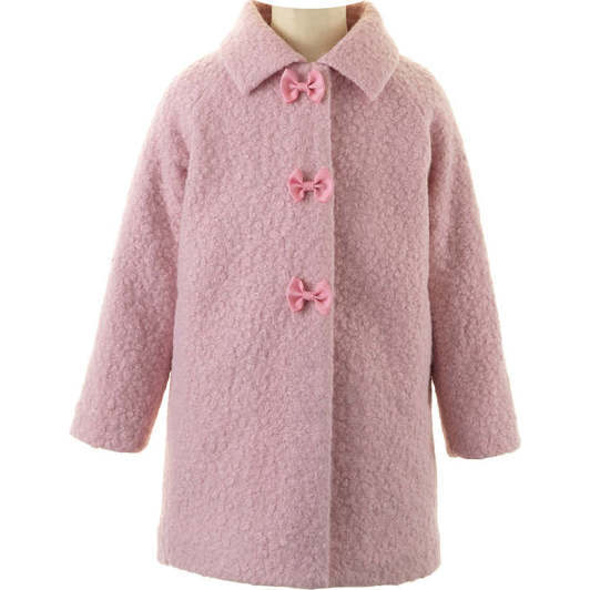 Bow Boucle Coat, Pink - Coats - 1