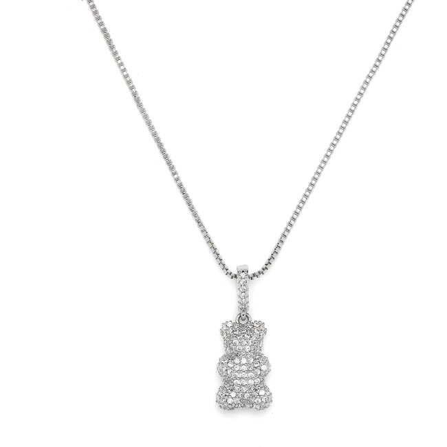 Kids Silver Teddy Bear Charm Necklace