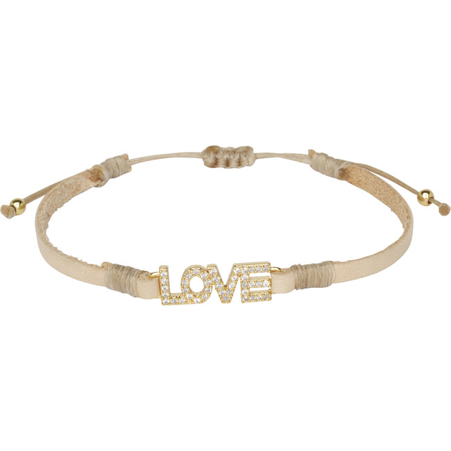 Women's Love Tan Leather Bracelet, Cream
