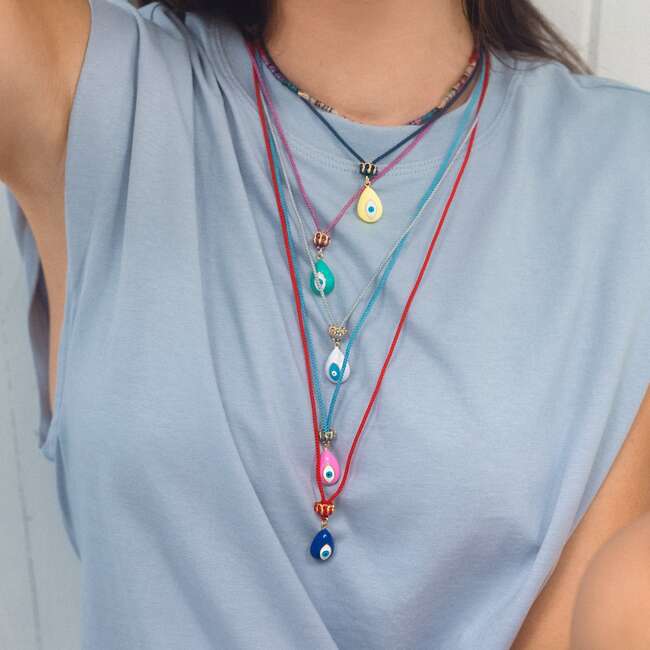 Women's Carnival Evil Eye Teardrop Necklace 18-26" - Necklaces - 7