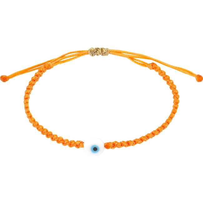 Evil Eye Braided Bead Bracelet, Orange - Bracelets - 1
