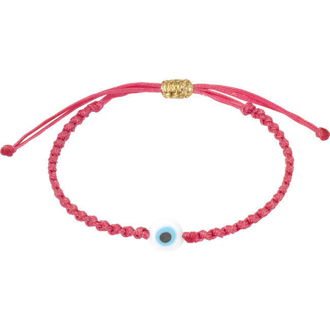 Evil Eye Braided Bead Bracelet, Pink - Bracelets - 1