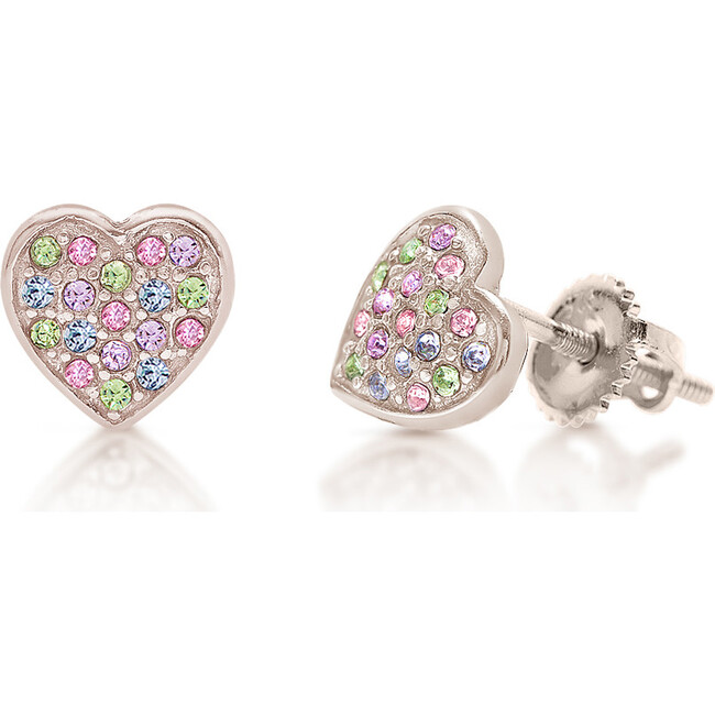 Heart Screwback Earrings, Multi