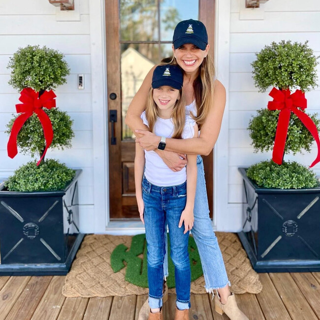 Holiday Tree Bow Baseball Hat, Nellie Navy - Hats - 2