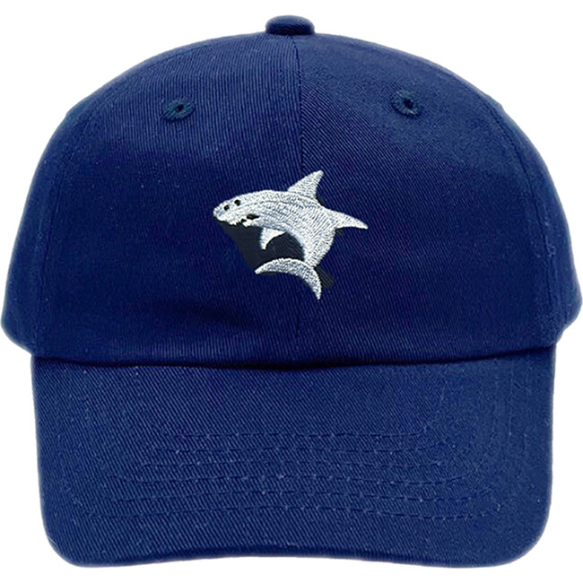 Shark Baseball Hat, Navy - Hats - 1
